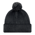 Stripe Rib Knit Pom Pom Toque