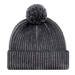 Stripe Rib Knit Pom Pom Toque